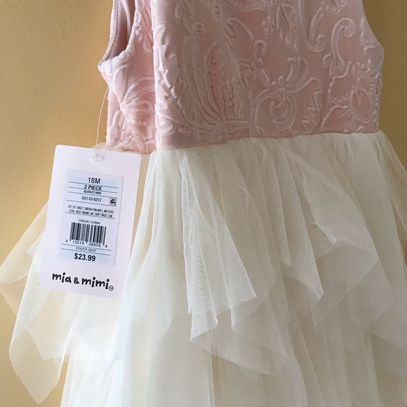 BNWT 18mo Dress with floral velvet and tulle - Picture 3 of 5